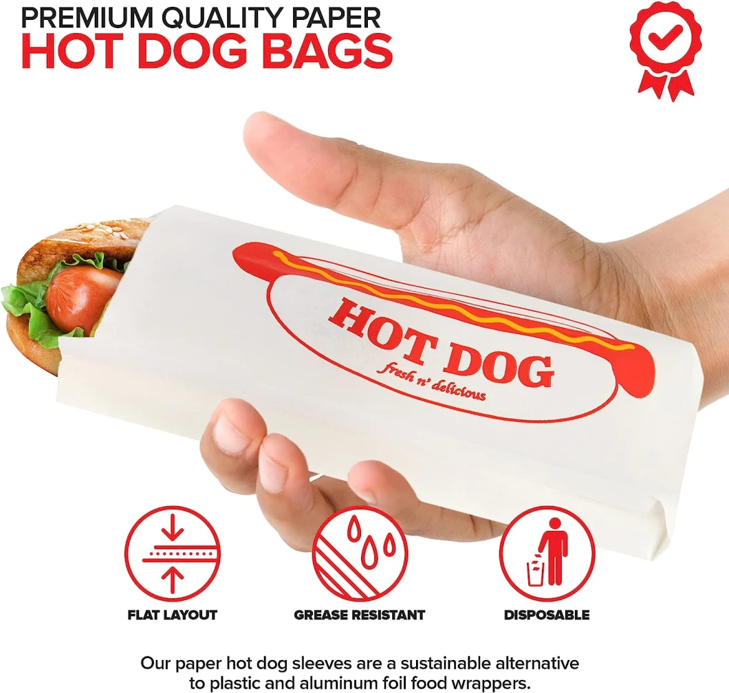 White Greaseproof Toast Burger Kraft Paper Bread Hot Dog Packaging Bag