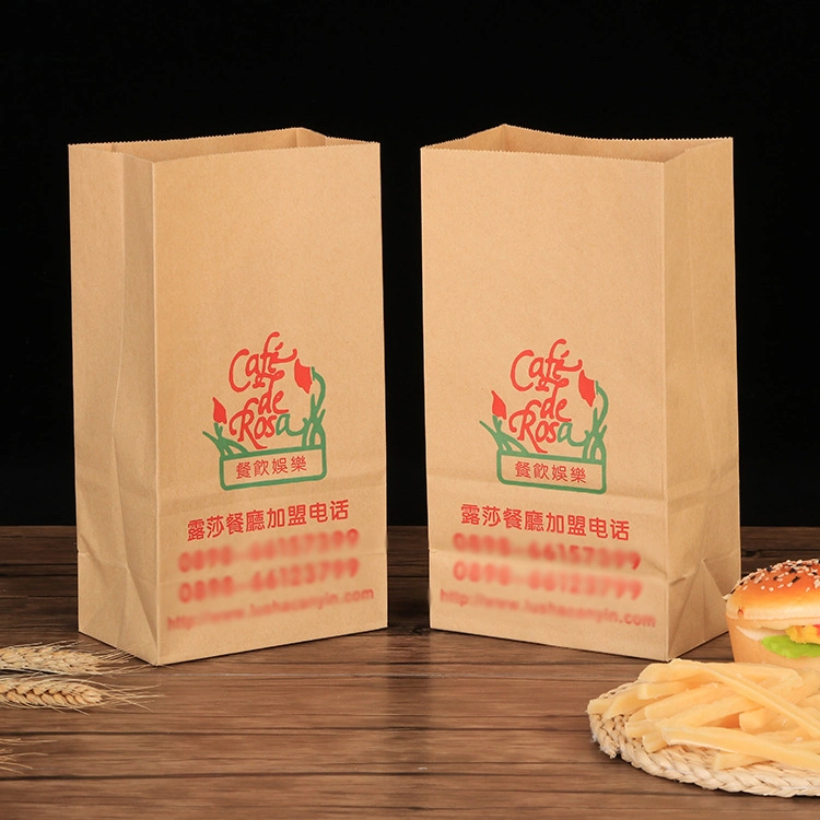 Made in China Fried Food Packaging Bag Custom Logo Printed Greaseproof Paper Bag